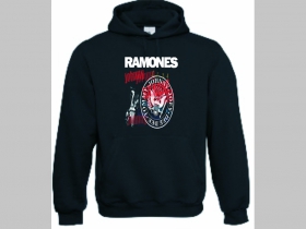 Ramones, mikina s kapucou stiahnutelnou šnúrkami a klokankovým vreckom vpredu
